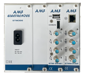 STM16S64IP, Mini headend, 16 in DVBS/S2/S2X transmodulator + HDMI or Info + Biss to 64 x IP out