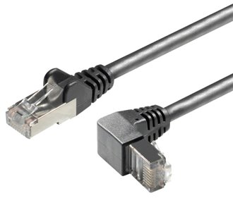 CAT6a Patch Lead BLACK 1,5m , 4pair, flexible PE, 1x angle con. ,halogenfree